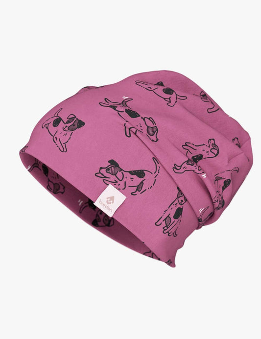 Cotton Beanie Hat With Folds DARGO - Pink Dogs