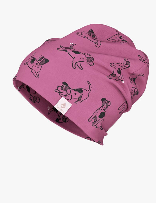 Kids Hat-Beanie For Autumn And Spring KLAUS - Pink Dogs