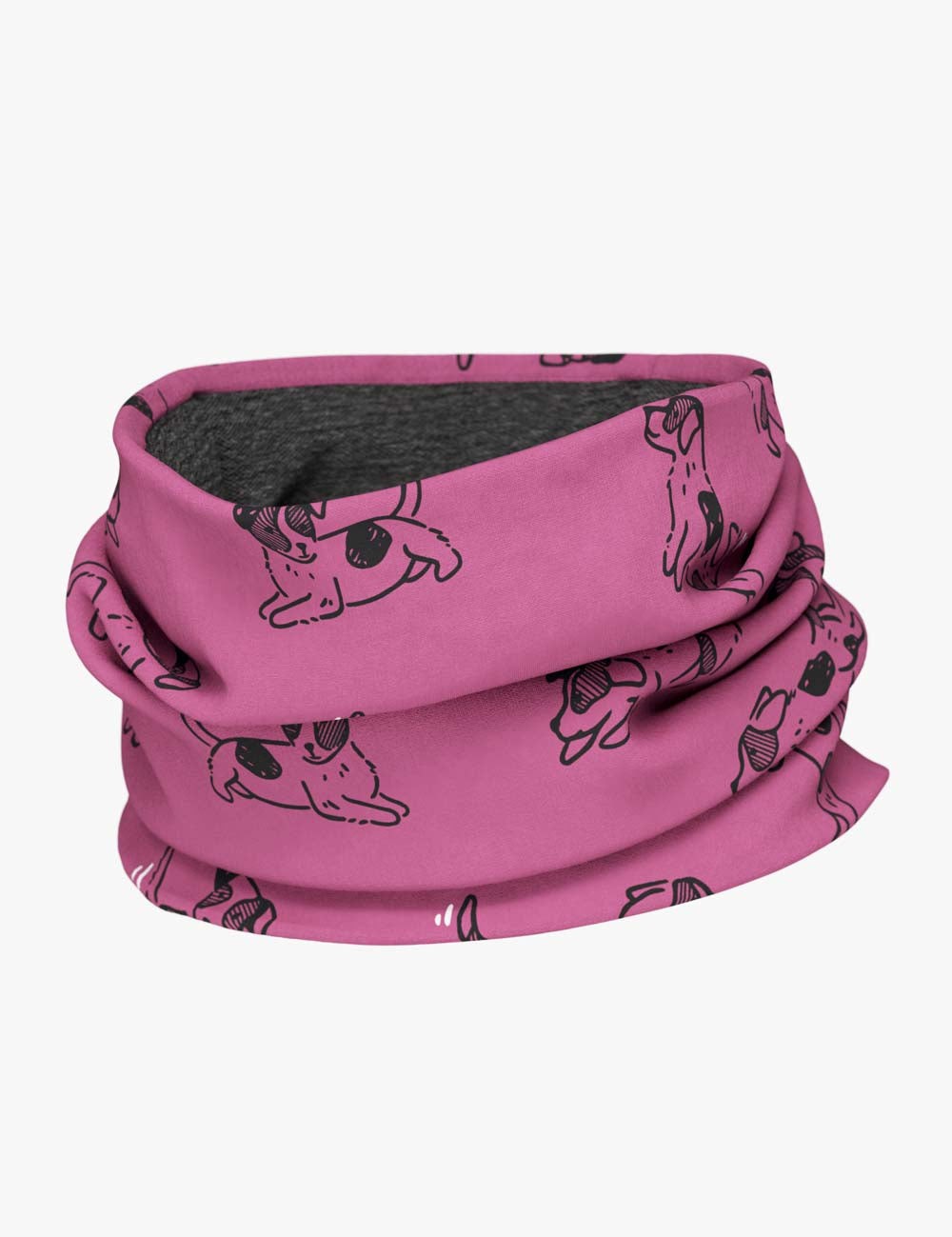 Kids Merino Neck Tube MOKKA - Pink Dogs