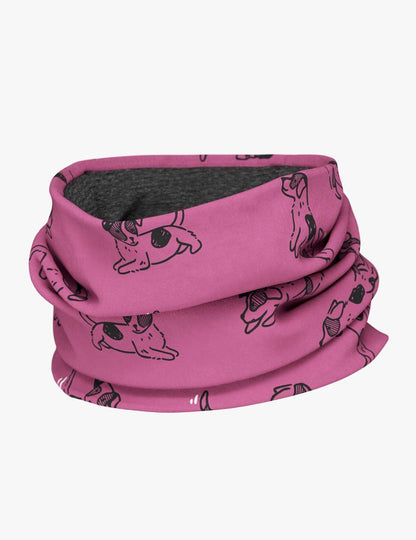 Kids Merino Neck Tube MOKKA - Pink Dogs