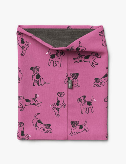 Kids Merino Neck Tube MOKKA - Pink Dogs
