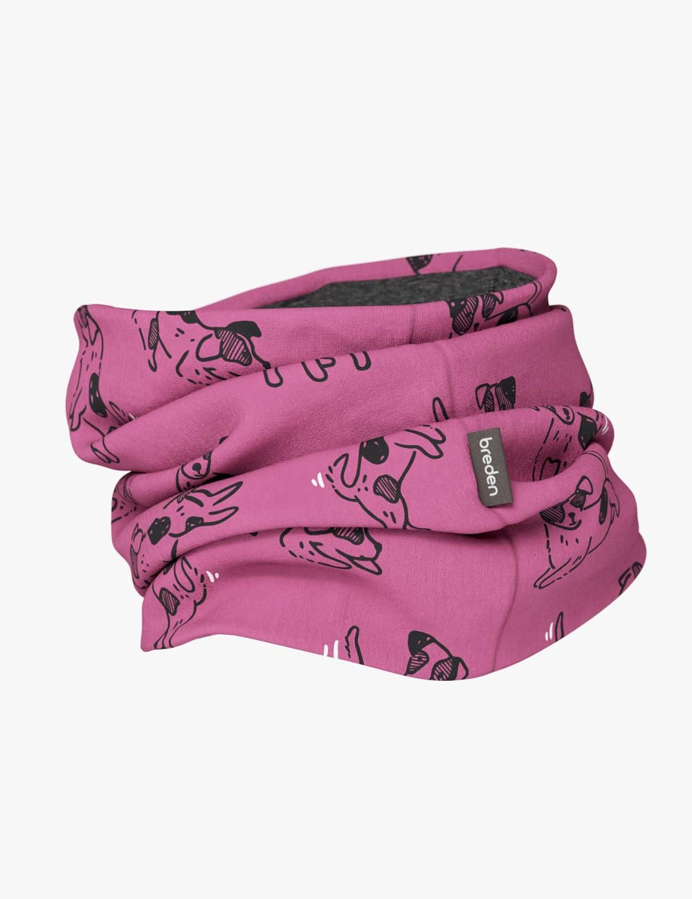 Kids Merino Neck Tube MOKKA - Pink Dogs