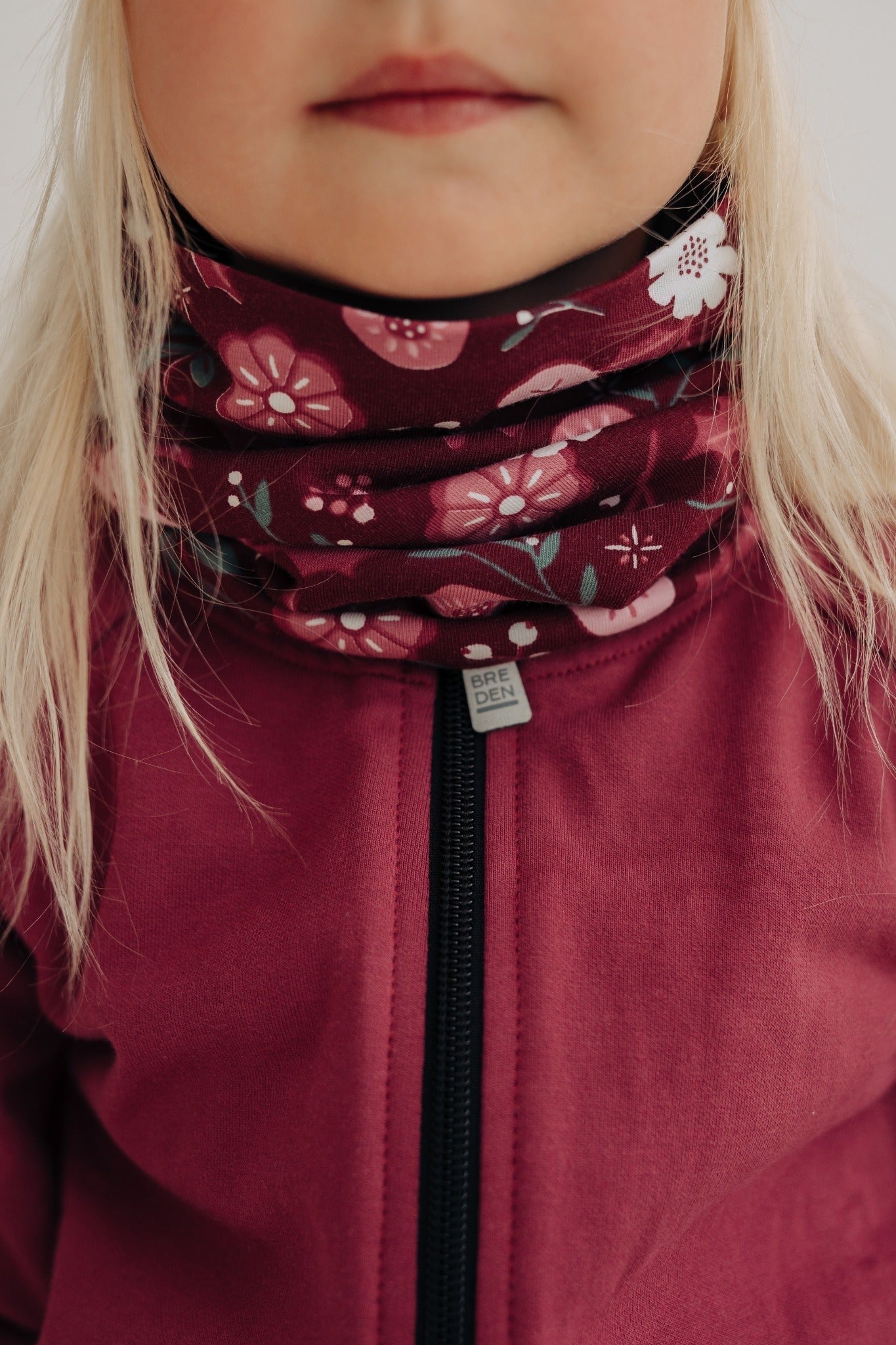 Kids Merino Neck Tube MOKKA - Winter Flowers