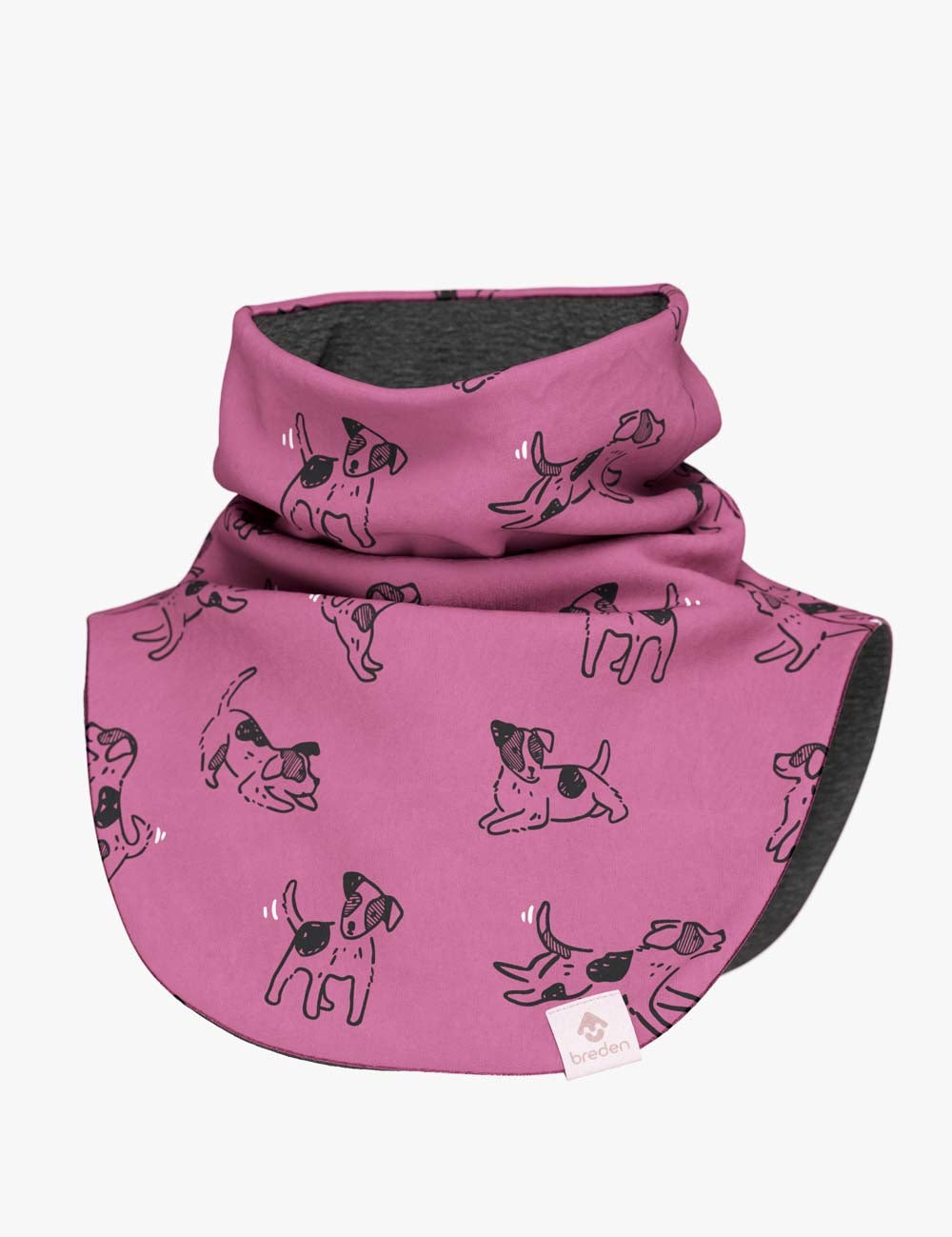 Kids Merino Neck Warmer MIKEL - Pink Dogs