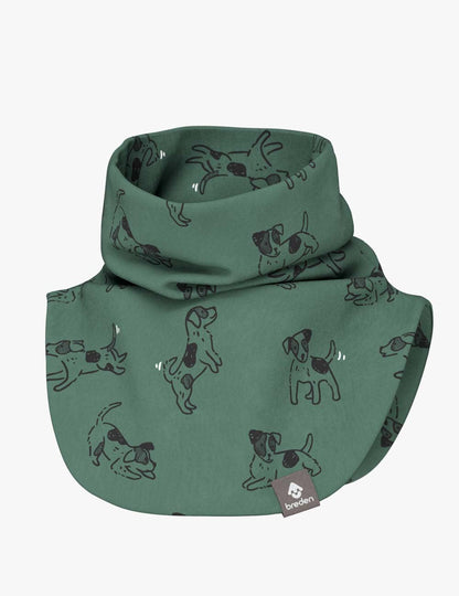 Kids Neck Warmer For Autumn And Spring TARON - Green Dogs