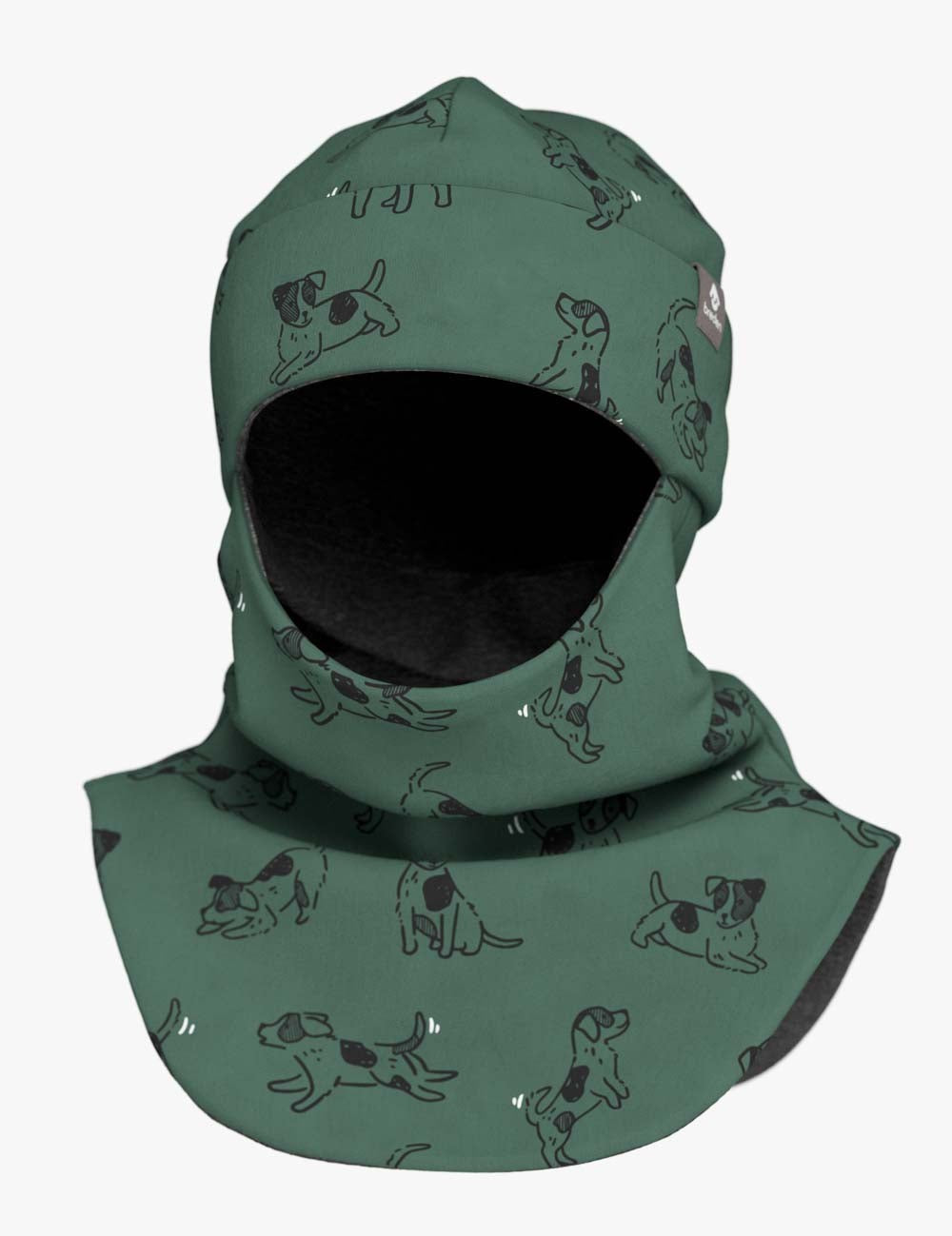 Merino Balaclava For Kids BREM - Green Dogs