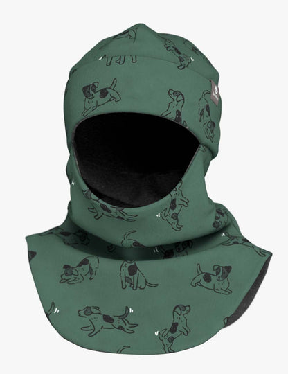 Merino Balaclava For Kids BREM - Green Dogs