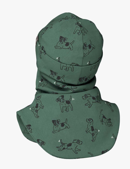 Spring-Fall Kids Balaclava BREDEN - Green Dogs