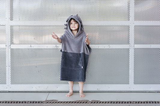 Surfdragon Kids Bath Poncho - Grey