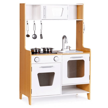 Wooden Play Kitchen with Multimedia Burners
